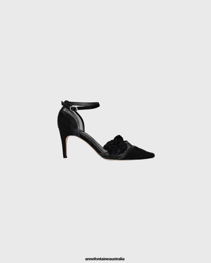 Anne Fontaine Shoes 2VZRJ47 Women Gisella-Orsay Heel Pump With Suede and Mesh Details Black