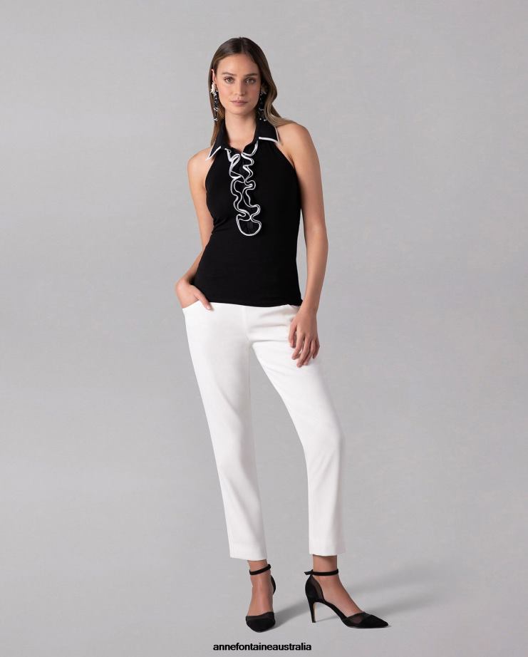 Anne Fontaine Shoes 2VZRJ47 Women Gisella-Orsay Heel Pump With Suede and Mesh Details Black