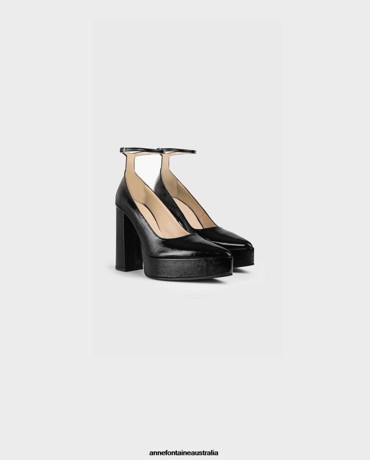 Anne Fontaine Shoes 2VZRJ57 Women Idylle Heel Patent Leather Shoe With Stacked Heel Black