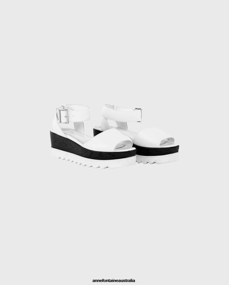 Anne Fontaine Shoes 2VZRJ22 Women Una Sandal Platform Sandals With Ankle Straps White