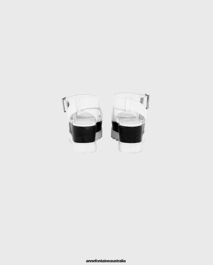 Anne Fontaine Shoes 2VZRJ22 Women Una Sandal Platform Sandals With Ankle Straps White