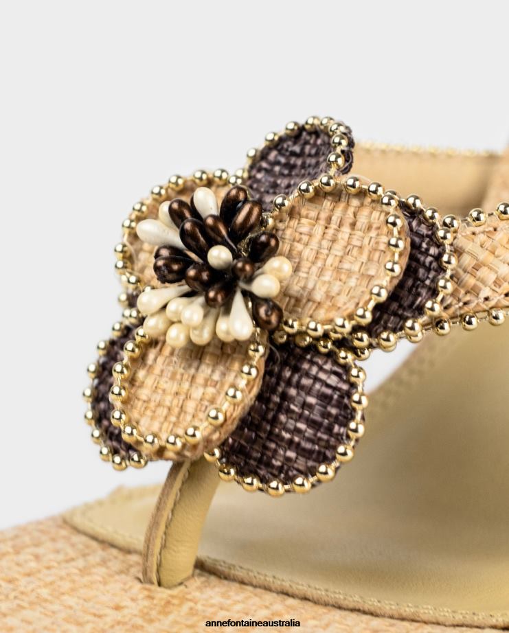 Anne Fontaine Shoes 2VZRJ24 Women Anitz Heel Jute Thong Heel Sandal With Removeable Clips Gold