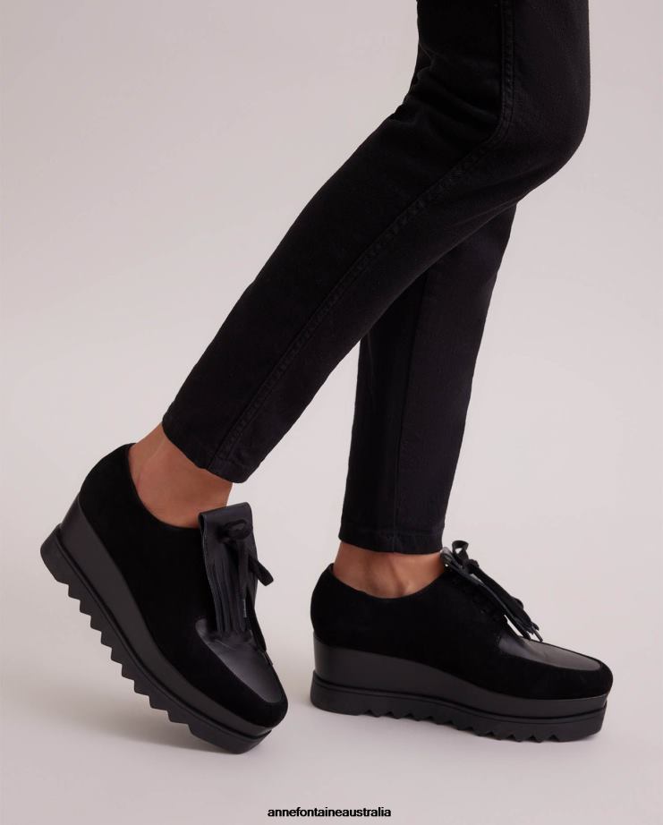 Anne Fontaine Shoes 2VZRJ6 Women Georgio Sneaker Platform Sneakers With Removable Fringe Black